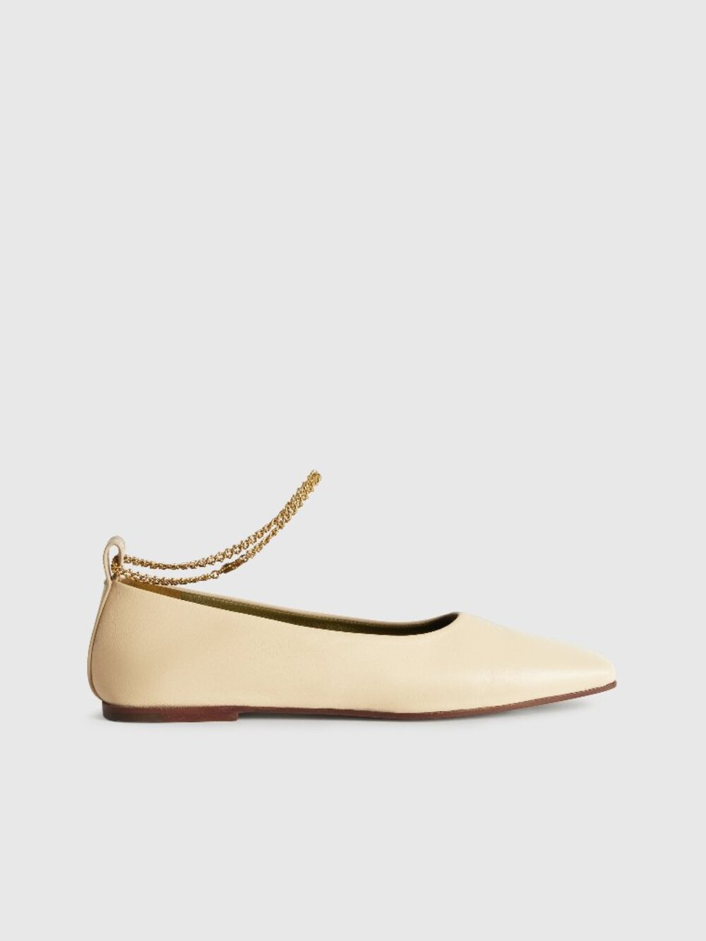 Maria Luca Augusta Ballet Flat in Ivory cream off white leather slipper gold